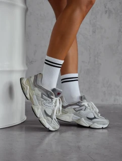 Dámské Ponožky Dva Tenké Pruhy Bílé