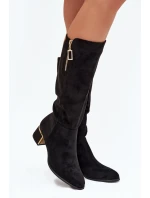 Dámské kozačky na podpatku 6912 Černá - Super mode