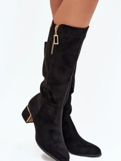 Dámské kozačky na podpatku 6912 Černá - Super mode