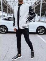 Pánská kožená baseballová bunda v barvě ecru FashionStreet TX4708 Pánská kožená baseballová bunda v barvě ecru FashionStreet TX4708