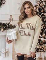 Dámský svetr MIU MIU v jedné velikosti s nopky béžový FashionStreet MY2346 Dámský svetr MIU MIU v jedné velikosti s nopky béžový FashionStreet MY2346