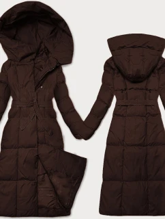 Dámská zimní bunda v čokoládové barvě s páskem J Style (5M3227-158)
