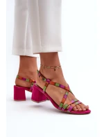 Sametové sandály na nízkém podpatku Maciejka 06653-15 Fuksja