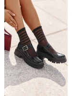 Lakovane Dámské Polobotky S Přezkou Černé Plikuria