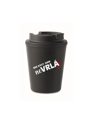 BEZ KÁVY JSEM NEVRLÁ - černý termohrnek 300 ml BEZ KÁVY JSEM NEVRLÁ - černý termohrnek 300 ml