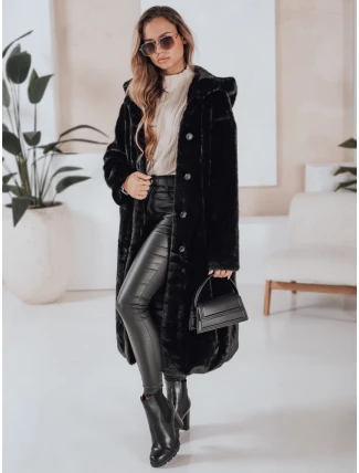 Dámský kožich HELLOCHIC dlouhý černý FashionStreet TY4986