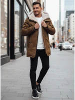 Pánská zimní bunda parka s kapucí tmavě béžová FashionStreet TX4964z Pánská zimní bunda parka s kapucí tmavě béžová FashionStreet TX4964z