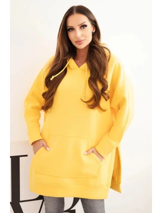 Zateplená mikina s rozparky na bocích žlutá