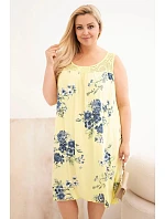 Dámské šaty Plus Size z viskózy s květinovým vzorem a krajkovým vrškem žlutá
