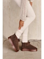 Módní Semišové Nízké Sněhule Hnědé Nucca