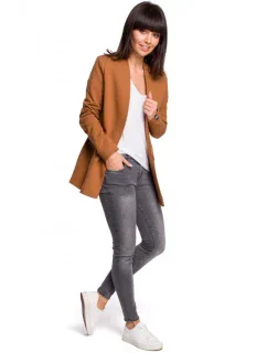 B102 Otevřené sako z bavlněné příze - karamelové