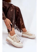 Dámské trampky na masivní platformě S.Barski – béžové