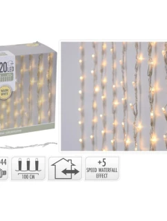 VÁNOČNÍ STROMEK SVĚTLA VODOPÁD VENKOVNÍ SVĚTLO OPONA 320 VEDL TEPLÁ BÍLÁ 5 RYCHLOSTÍ