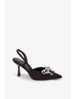 Lodičky s mašlí a otevřeným patou Černé Derissa