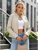 Dámská kožená bunda TY5659 smetenová - FashionStreet
