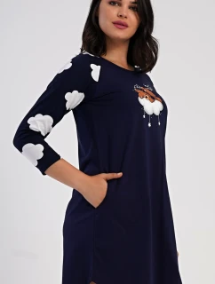 Dámské domácí šaty s tříčtvrtečním rukávem Méďa na obláčku