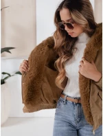 Dámská zimní bunda VESSADA krátká s kožešinou světle hnědá FashionStreet TY5061