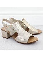 Dámské zlaté nazouvací sandály na podpatku Rieker 64665-60