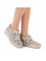 Dámské kožené polobotky na podpatku béžové barvy Vinceza 79603