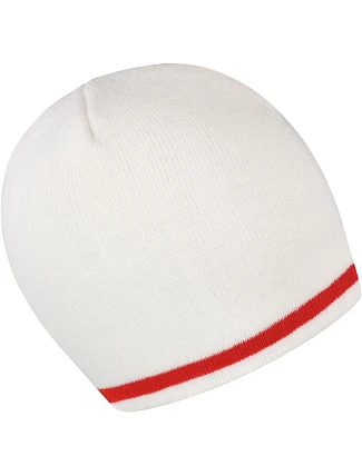 Result Headwear R 368X Pletená čepice s kontrastními pruhy 28.368X white/red