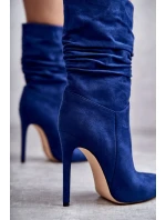 Dámské mačkané kozačky kozačky Modré Laguna Dámské mačkané kozačky kozačky Modré Laguna