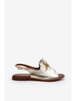 Zazoo 2898 Kožené Ploché Sandály Zlaté