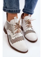 Kožené vyšívané boty Zazoo 2704 Bílé