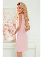 Špinavě růžové dámské šaty se zlatým zipem a zavazováním 380-2