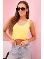 Dámská halenka na ramínka s ozdobným lemem žlutý Dámská halenka na ramínka s ozdobným lemem žlutý