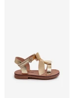 Dětské sandálky S Mašlí Na Suchý Zip Zlaté Joratia
