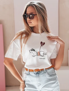 Dámské tričko oversize se psem CUTE TAIL bílé FashionStreet RY2904