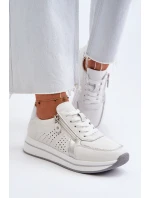 Dámské kožené tenisky na platformě bílé ligustr