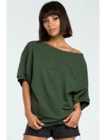 B079 Halenka nadměrné velikosti se zavinovacími detaily - vojenská zelená