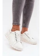 Dámské kožené polobotky se šněrováním Vinceza – bílé