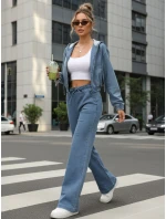 Dámské džínové kalhoty s širokými nohavicemi modré FashionStreet UY2897