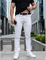 Pánské džíny slim fit s páskem bílé FashionStreet UX4498