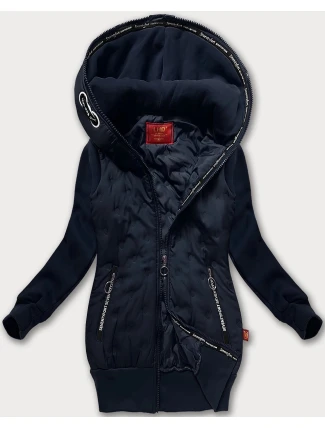 Tmavě modrá dámská mikino-bunda s kapucí LHD (AMG-162A)