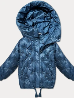 Světle modrá prošívaná oversize bunda s kapucí Minority (M2-6510-30)