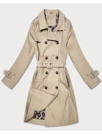 Płaszcz damski typu trencz z paskiem Goodlookin jasny beżowy (KK60416-3#)