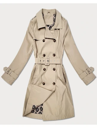 Płaszcz damski typu trencz z paskiem Goodlookin jasny beżowy (KK60416-3#)