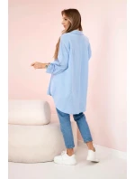 Bavlněná mušelínová košile oversize modrý