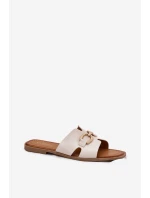 Dámské Ploché Pantofle S Dekorativním Detaiilem Béžové Amiresna