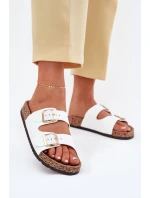 Dámské sandály s přezkami z ekologické kůže bílé Iskira Dámské sandály s přezkami z ekologické kůže bílé Iskira