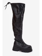 Dámské Kozačky Po Kolena Na Masivní Platformě Černé Erisna