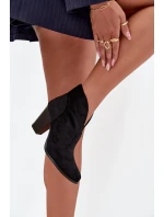 Dámské kotníčkové boty na podpatku z eko semiše černé Elvirae