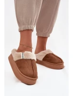 Dámské pantofle s kožíškem Hnědé Parisse