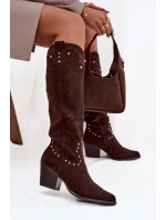 Dámské Kožené Koby Jočky S Dekorací Na Sloupku Čokoládové Darella