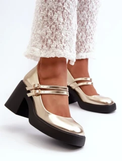 Lodičky na podpatku N381 zlaté - Step in style