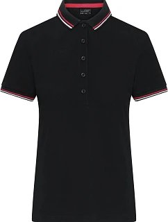 Daiber JN 1305 Dámské těžké piqué polo s proužky 02.1305 black/white/red