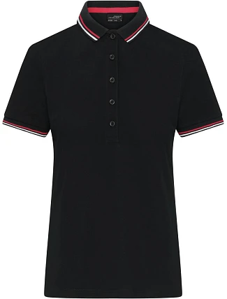 Daiber JN 1305 Dámské těžké piqué polo s proužky 02.1305 black/white/red